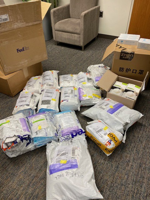 FedEx packages of PPE donations