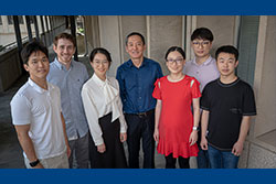 Dr. Huang, center, with lab members