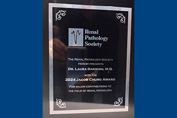 Laura Barisoni's Renal Pathology Society Award Plaque