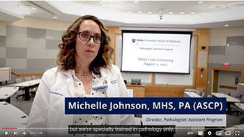 Pathologists Assistant Program Director Michelle Johnson in video screenshot