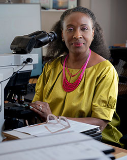 Danielle Elliott Range, MD, at her desk