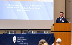 Dr. John Sampson speaking at Duke's Preston Robert Tisch Brain Tumor Center