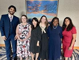 Fellows present at ceremony, left to right: Dr. Ahmed Aboul-Nasr, Dr. Alexandra "Tally" Balaban, Dr. Sara Shirai Peterson, Dr. Isabel Ganzert (current Laboratory Genetic and Genomics fellow), Dr. Ife Fuwape, Dr. Shruthi Mohan