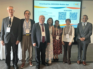 Ophthalmic Pathology session speakers and moderators (from left to right): Dr. Cummings (USA); Dr. Pelayes (Argentina); Dr. Šach (Czech Republic); Dr. Chan (Singapore); Dr. Krishna (United Kingdom); Dr. Alkatan (Saudi Arabia); Dr. Edward (Saudi Arabia).