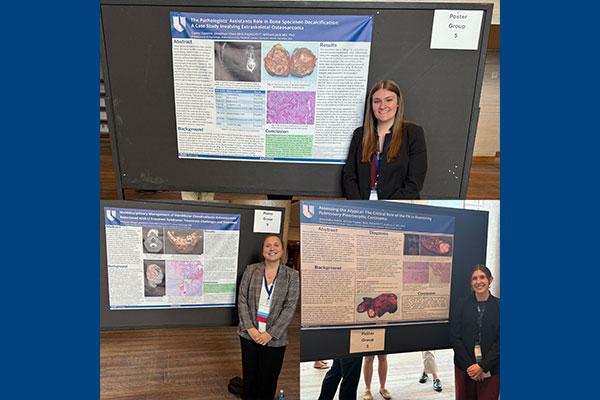 Top row, 2025 Student Travel Grant Winner Cadey Cousins, 2nd-year Path A student; Bottom row, left to right, Mady Riegel, 2nd-year Path A student; Alex Helms, 2nd-year Path A student, with their posters