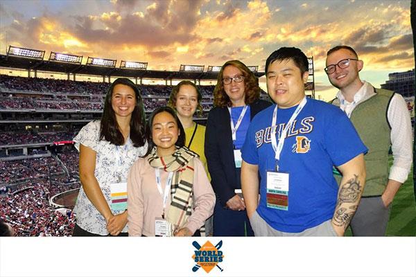 Duke students, Michelle Johnson (3rd from right) and alumni at the Welcome Party (photo courtesy of the AAPA).
