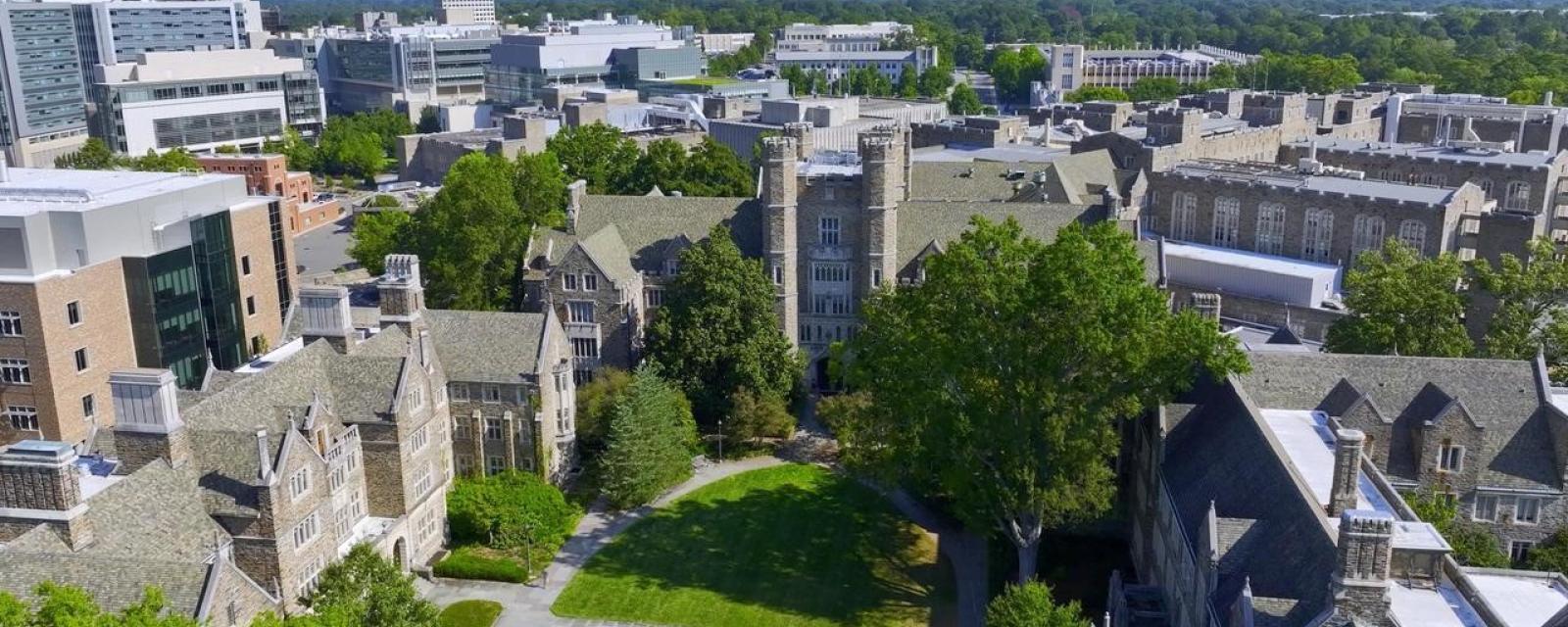 Ariel view of Duke's west campus and DUHS
