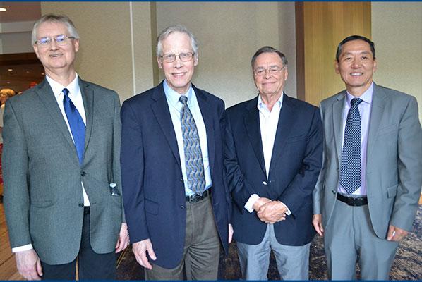 Left to right: Thomas J. Cummings, MD, James M. Crawford, MD, PhD, Fred Sanfilippo, MD, PhD, Jiaoti Huang, MD, PhD