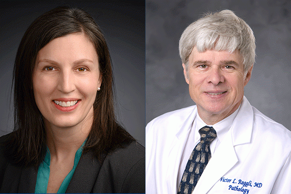 Dr. Elizabeth Pavlisko (left), and Dr. Victor Roggli (right)