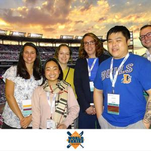 Duke students, Michelle Johnson (3rd from right) and alumni at the Welcome Party (photo courtesy of the AAPA).